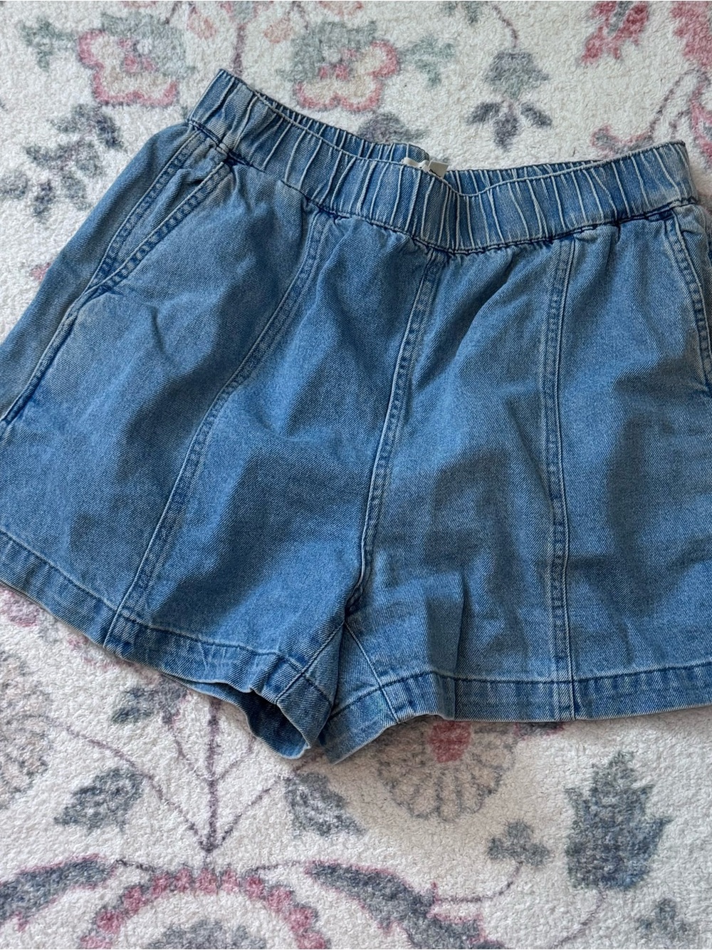 Madewell Blue Elastic-Waist Denim Shorts